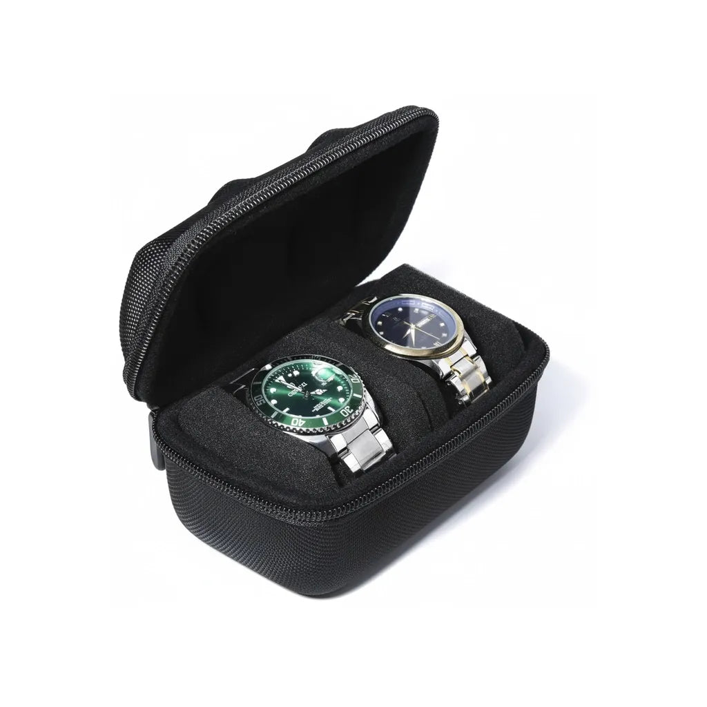 Étui de Voyage pour 2 Montres avec Fermeture Zippée et Intérieur Mousse Noir