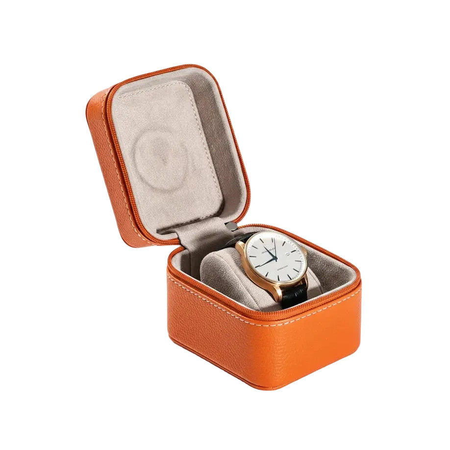 Étui de Voyage pour Montre en Cuir Noir avec Intérieur Velours