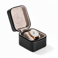Étui de Voyage pour Montre en Cuir Noir avec Intérieur Velours