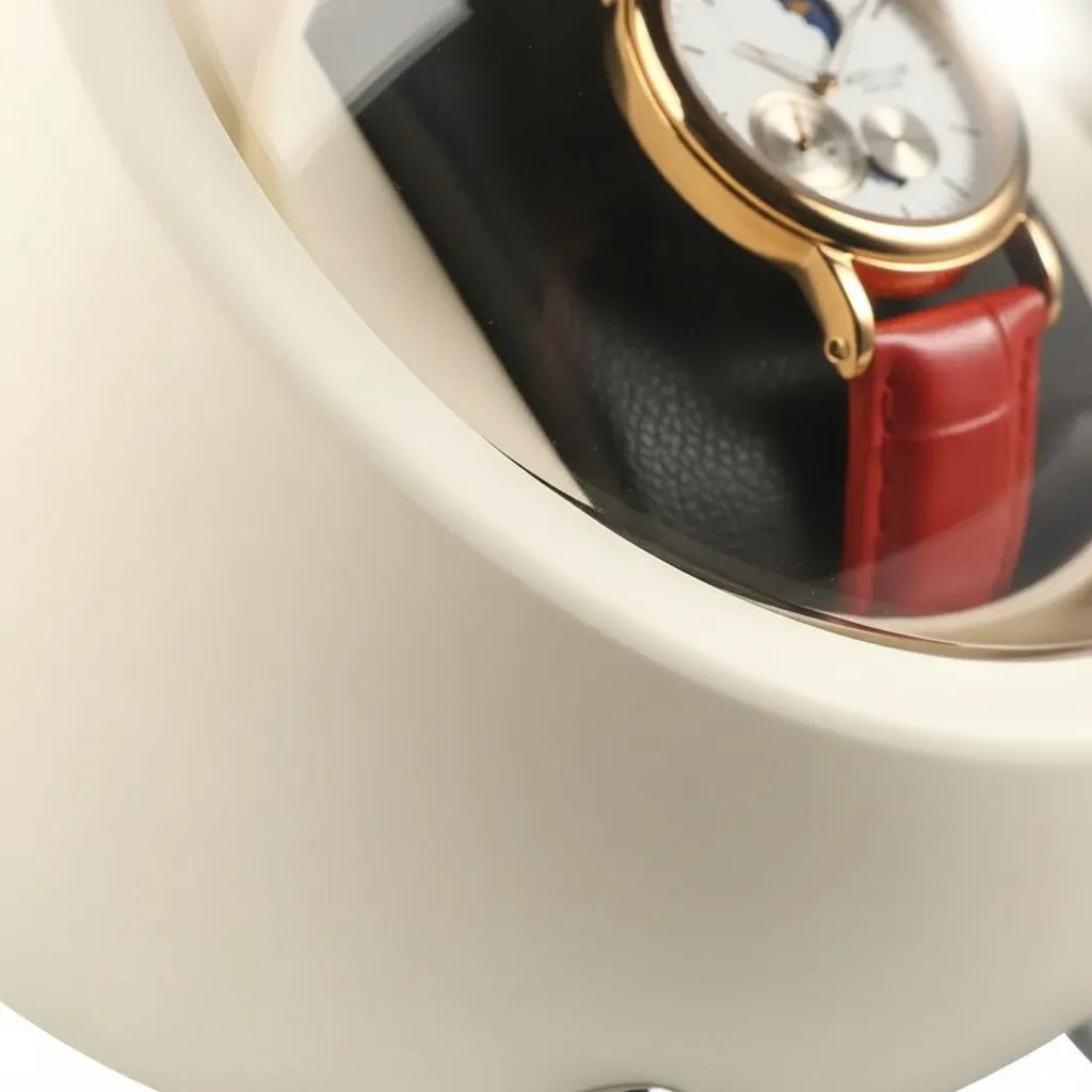 Remontoir Automatique Sphérique pour Montre avec Support Argenté et 3 Modes de Rotation