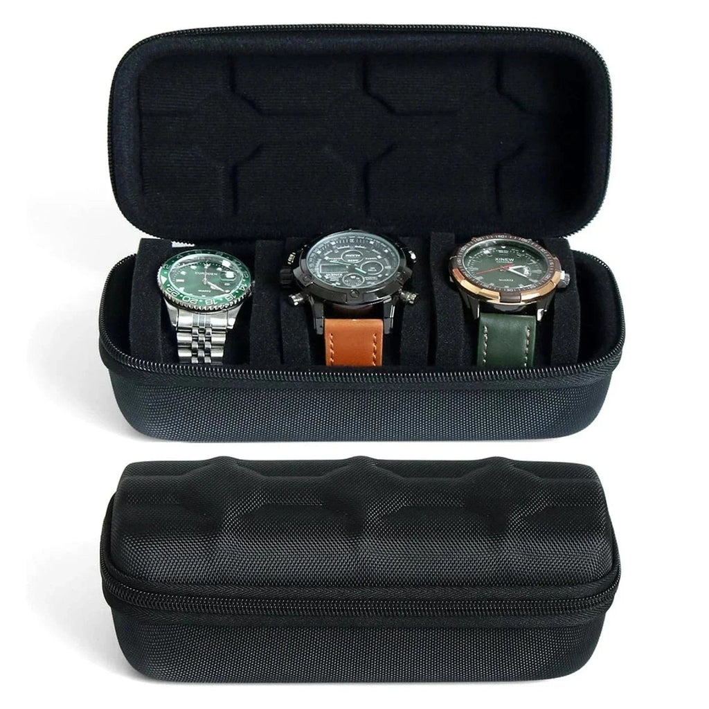 Étui de Voyage pour 3 Montres, Écrin Portable avec Fermeture Éclair et Intérieur Mousse Protectrice