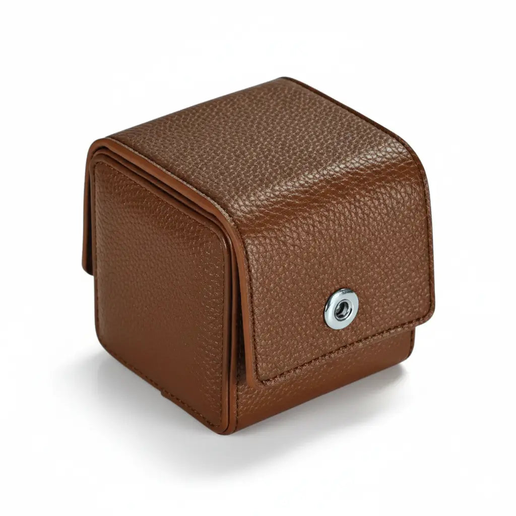 Étui de voyage pour montre en similicuir avec fermeture à bouton pression