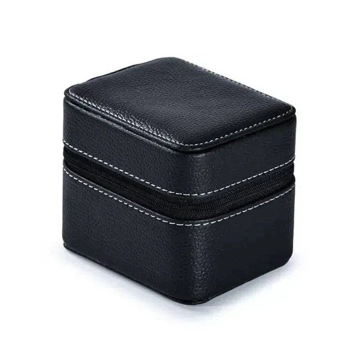 Étui de Voyage pour Montre en Cuir Noir avec Intérieur Velours