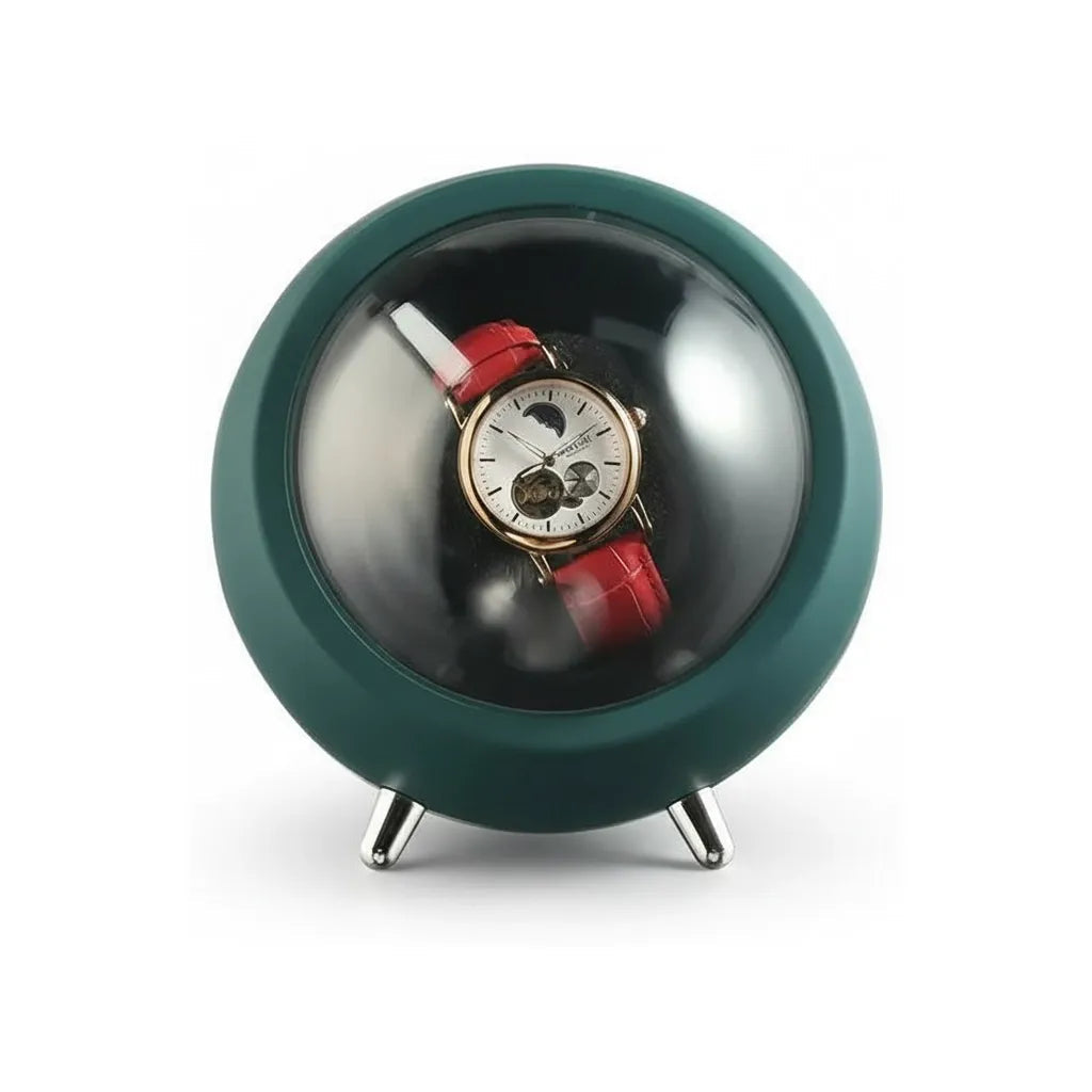 Remontoir Automatique Sphérique pour Montre avec Support Argenté et 3 Modes de Rotation