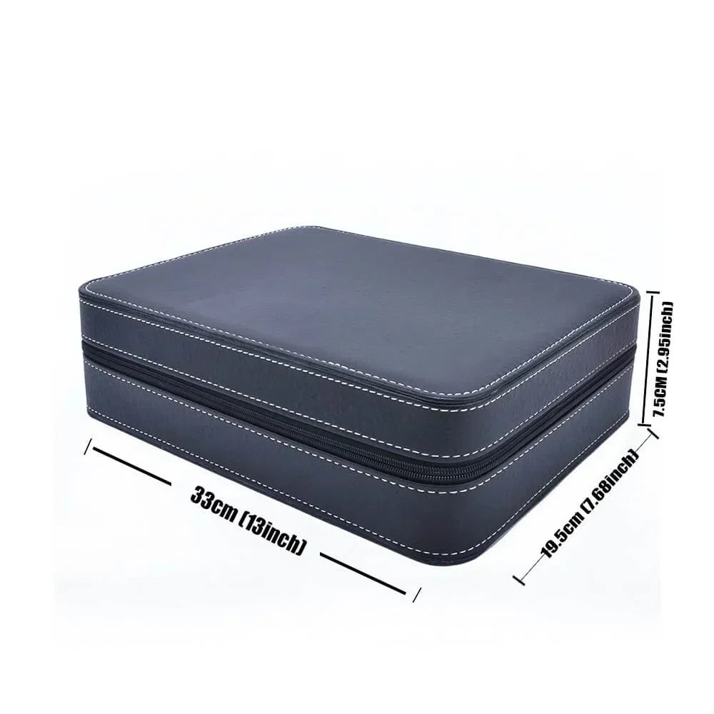 Boîte de rangement pour 6 montres en similicuir noir avec intérieur en velours